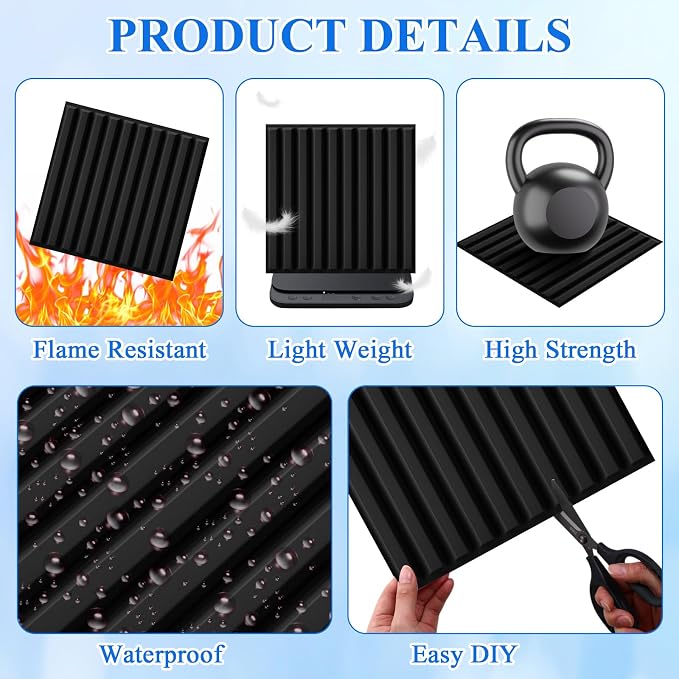 Nuanchu 120 Pcs 3D Slat Wall Panels, Paintable Waterproof Textured Tiles - Image 3