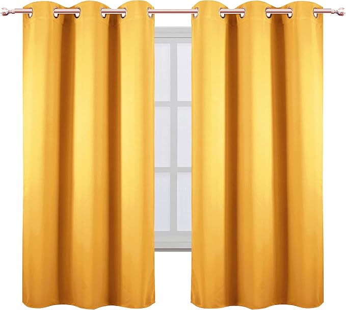 LEMOMO Yellow Thermal Blackout Curtains/38 x 63 Inch/Set of 2 Panels Room - Image 2