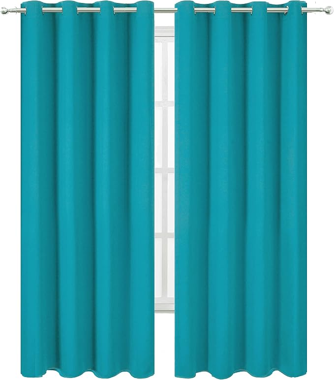 LEMOMO Teal Blackout Curtains/52 x 108 Inch/Set of 2 Panels Room Darkening - Image 2