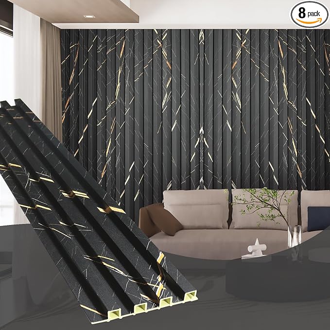 OUZUGIE WPC Acoustic Slat Wall Paneling, Living Room, TV Background, Study Room by OUZUGIE