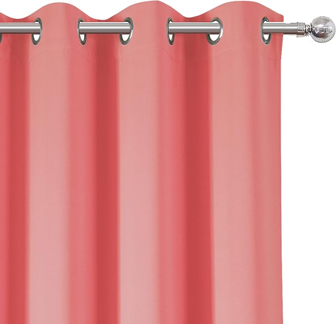 LEMOMO Coral Blackout Curtains 52 x 63 Inch Length/Set of 2 Curtain - Image 6