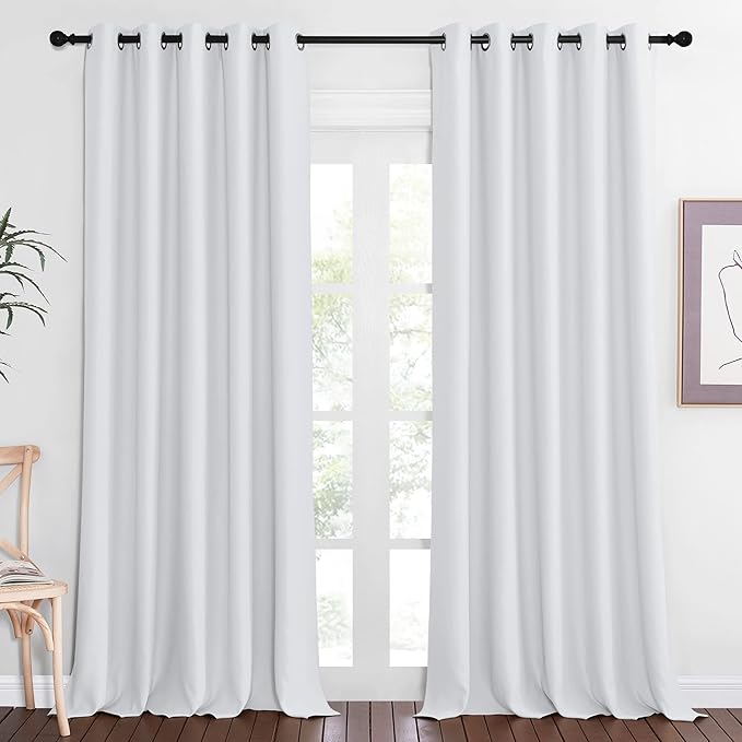 NICETOWN Greyish White Sliding Door Curtain 118 inch Length, Grommet Room by NICETOWN