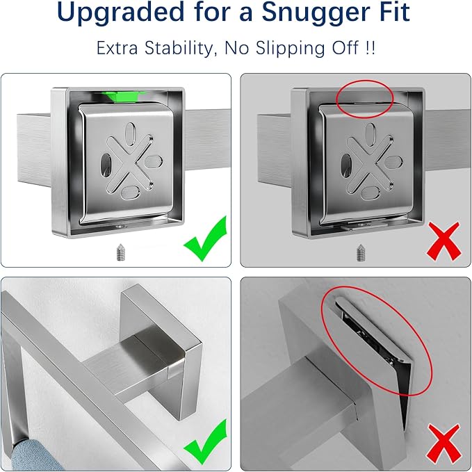 Brushed Nickel Towel Rack for Bathroom Wall Mounted, Bathroom Accessory Set - Image 3