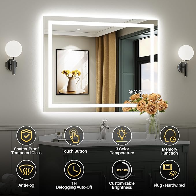 Briivue 44x30 Inch LED Bathroom Mirror - Image 2
