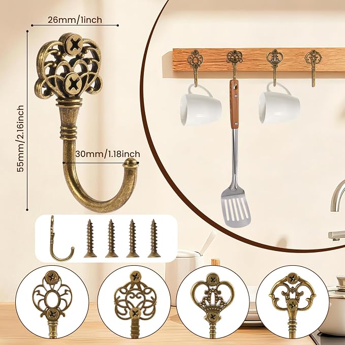 10 PCS Vintage Metal Wall Hooks, Bohemian Decorative Hook - Image 2