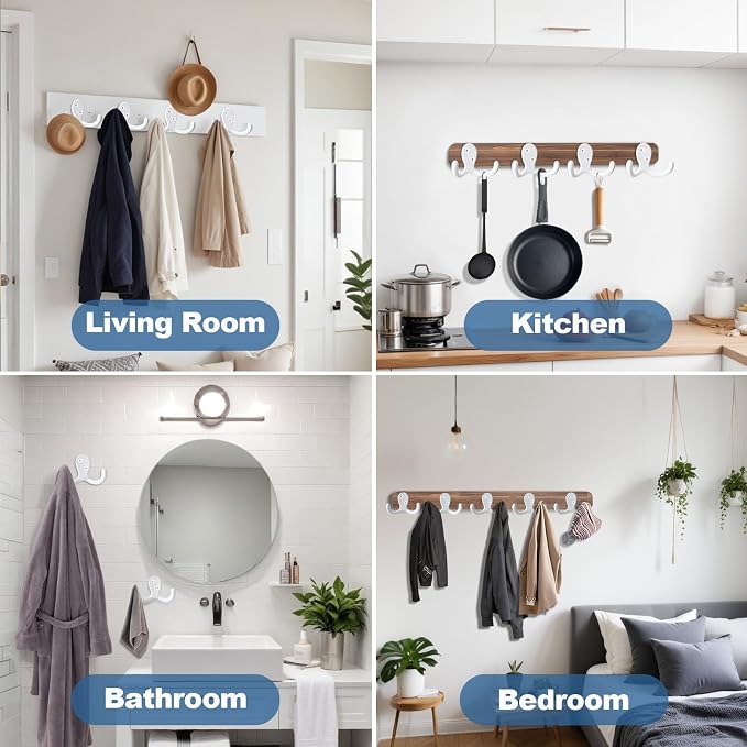 15Pack Coat Hooks Wall Hooks for Hanging, Heavy Duty Double Prong Metal Hook - Image 2