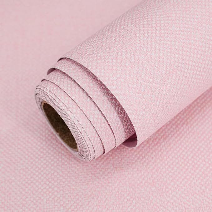 15.75"x590.6" Grasscloth Peel and Stick Wallpaper Pink Textured Contact Paper by MANONIRIA
