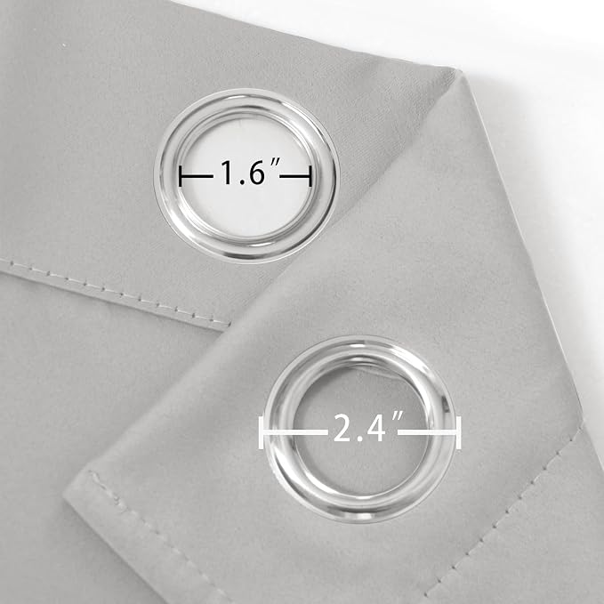 LEMOMO Light Grey Blackout Curtains 42 x 54 Inch Length Set of 2 Panels Grommet - Image 5