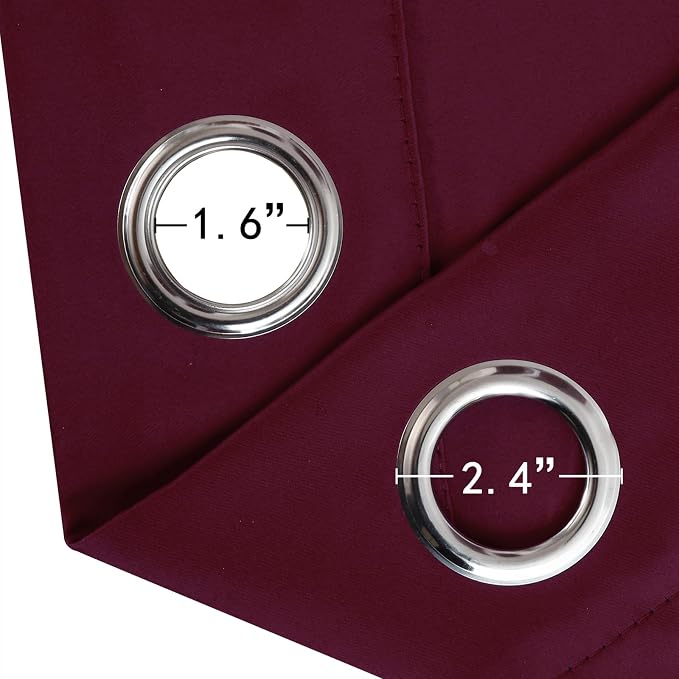 LEMOMO Blackout Curtains 52 x 120 Inch Long Burgundy Red Curtains Set of 2 - Image 5