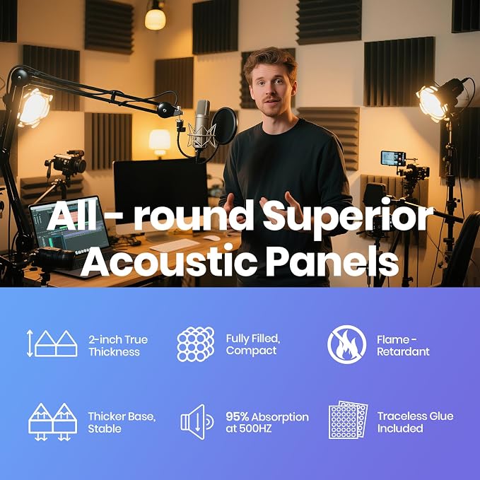 Focusound Grey Acoustic Panels 50 Pack 2"x12"x12" - Image 6