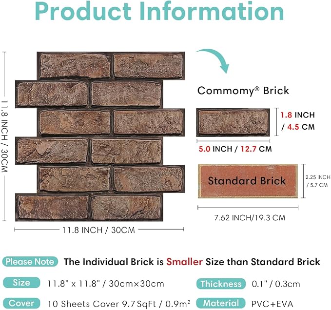 Commomy 3D Faux Brick Wall Panels - Image 5