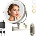 IMIKONA 9" Wall Mounted Lighted Makeup Mirror, 4000mAh Rechargeable Double by IMIKONA