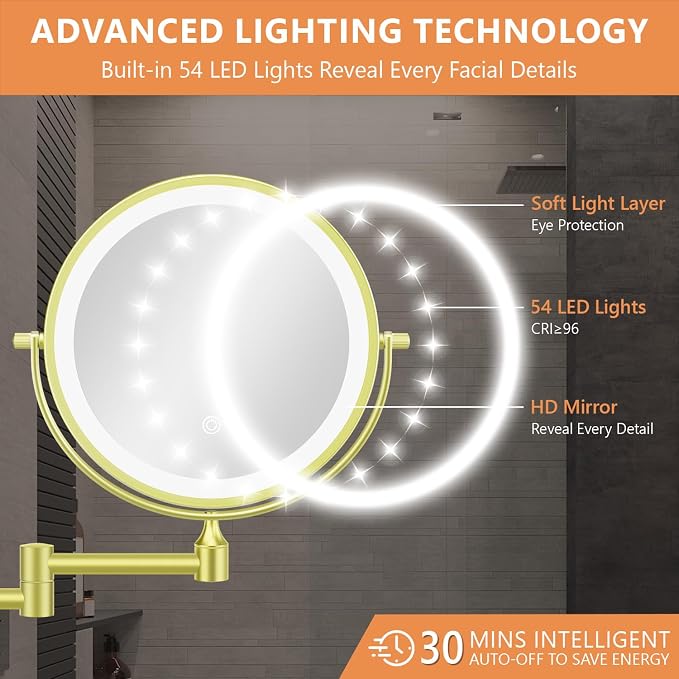 Auxmir 1X/30X Wall Mounted Makeup Mirror - Image 4