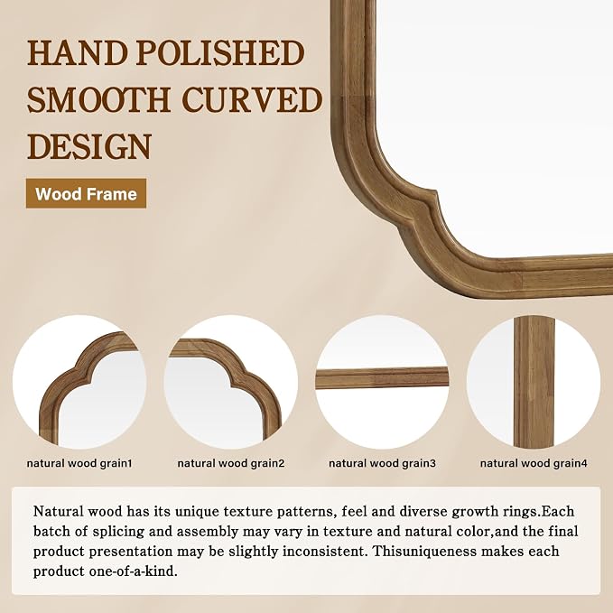 WallBeyond 28" x 40" Rounded Corner Arch Wall Mirror - Image 6