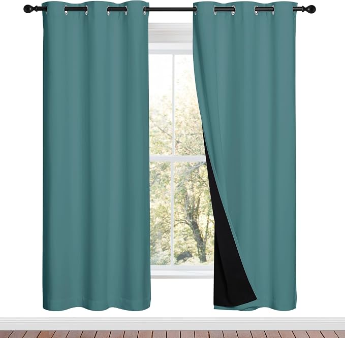 NICETOWN Sea Teal Full Shade Curtain Panels, Sea Teal, Pair of Thermal by NICETOWN