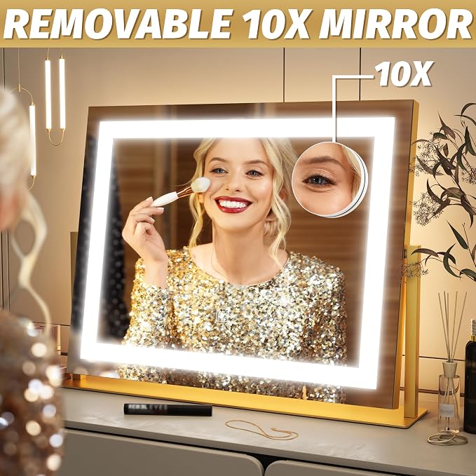 FENNIO Vanity Mirror with Lights 22''x18'' Makeup Mirror with Lights, Lighted - Image 4