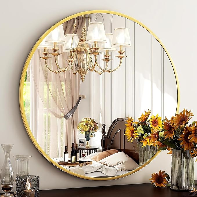 HARRITPURE Round Mirror 36 Gold Wall Mounted Circle Mirrors Vanity Mirror - Image 8