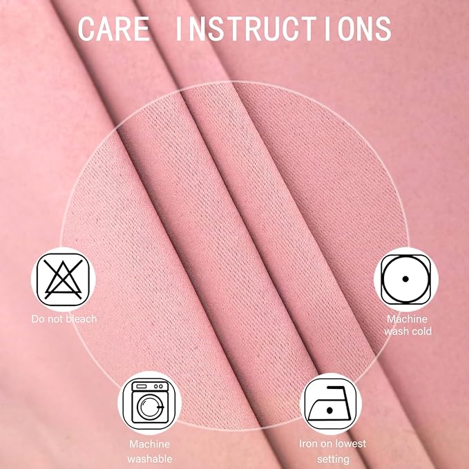 LEMOMO Blackout Curtains 52 x 90 Inch Long Pink Curtains Set of 2 Panels Room - Image 4