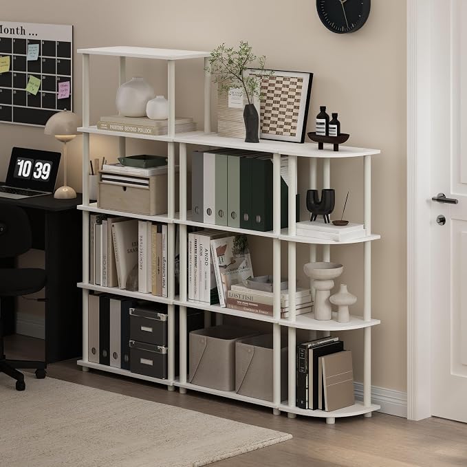 Furinno Turn-N-Tube Storage Shelves, 4-Tier Toolless Book Shelf, Corner Shelf - Image 2