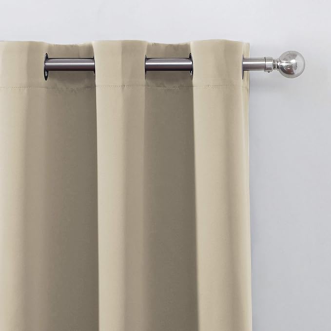 LEMOMO Beige Blackout Curtains 34 x 54 Inch Length/Set of 2 Curtain - Image 7