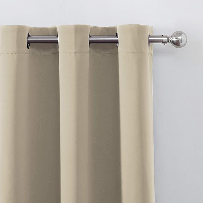 LEMOMO Beige Blackout Curtains 34 x 63 Inch Length/Set of 2 Curtain - Image 7