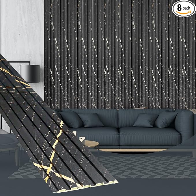 OUZUGIE WPC Acoustic Slat Wall Paneling, Living Room, TV Background, Study Room by OUZUGIE