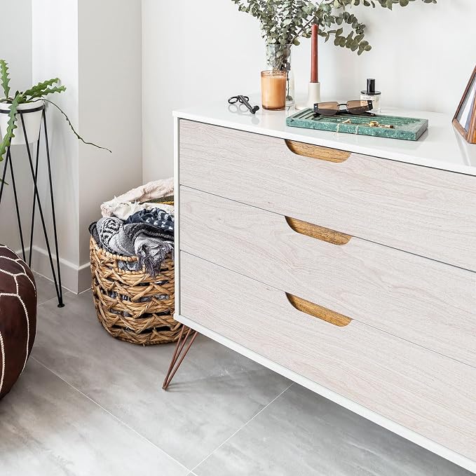 White Wood Contact Paper for Cabinets Drawers Wood Grain Peel and Stick - Image 5
