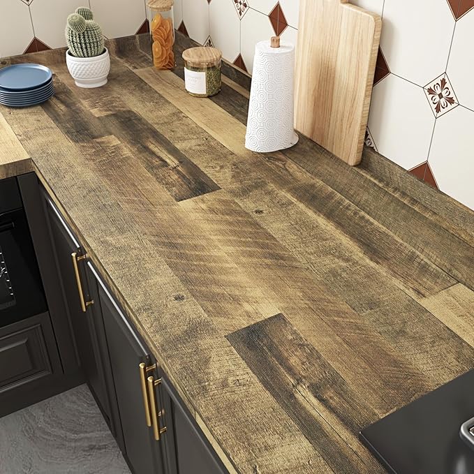 WESTICK Brown Wood Counter Top Peel and Stick Waterproof Wood Contact Paper - Image 2