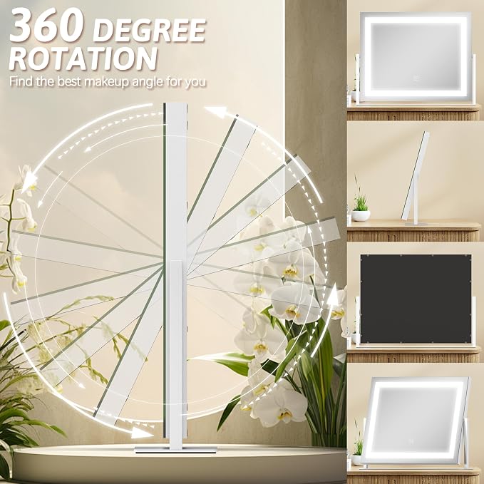 ROLOVE Vanity Mirror with Lights 22"x18", Lighted Makeup Mirror with 10X - Image 7
