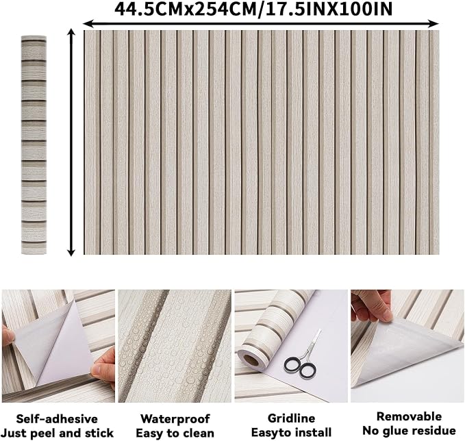 Wood Slat Wallpaper Peel and Stick Dead Wood Color 17.5x100 Inch Flat Finish - Image 2