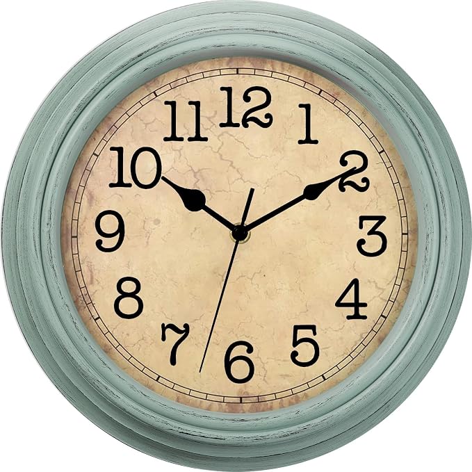 12 Inch Wall Clock, Silent Non-Ticking Decorative Battery Operated Easy to Read by HYLANDA