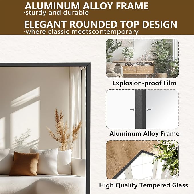 Koonmi 77"x38" Floor Mirror Full Length, Bedroom Floor Body Mirror - Image 5