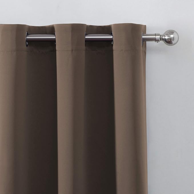 LEMOMO Chocolate Brown Thermal Blackout Curtains/52 x 84 Inch/Set of 2 Panels - Image 6