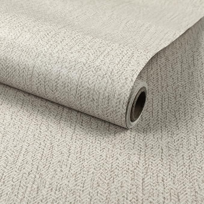 Grasscloth Peel and Stick Wallpaper Gray Faux Linen Contact Paper 15.7inch x by MANONIRIA