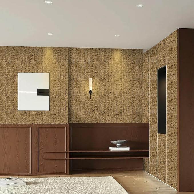 15.75"x590.6" Brown Wallpaper Peel and Stick Removable Grasscloth Textured Wall - Image 6