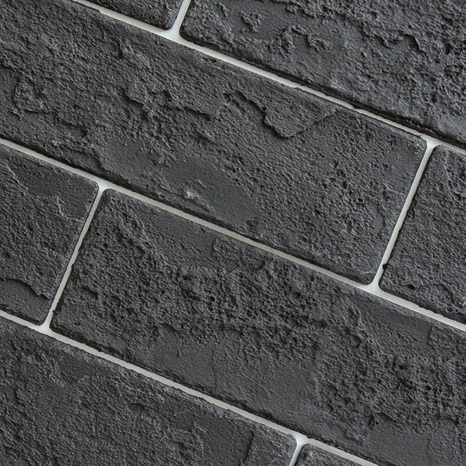 100 Pieces Old Town Black Faux Brick Wall Tiles, Clay Manufactured Thin Brick by TORURAL