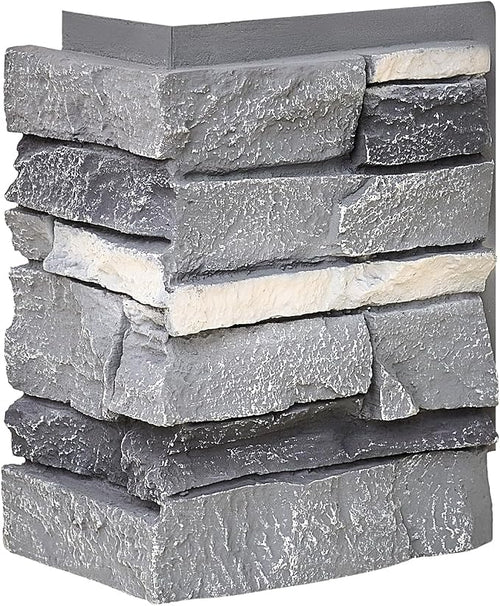 1.77 Inch Deep 3D Faux Stone Corner Panels Matching 2 Piece Set - Image 2