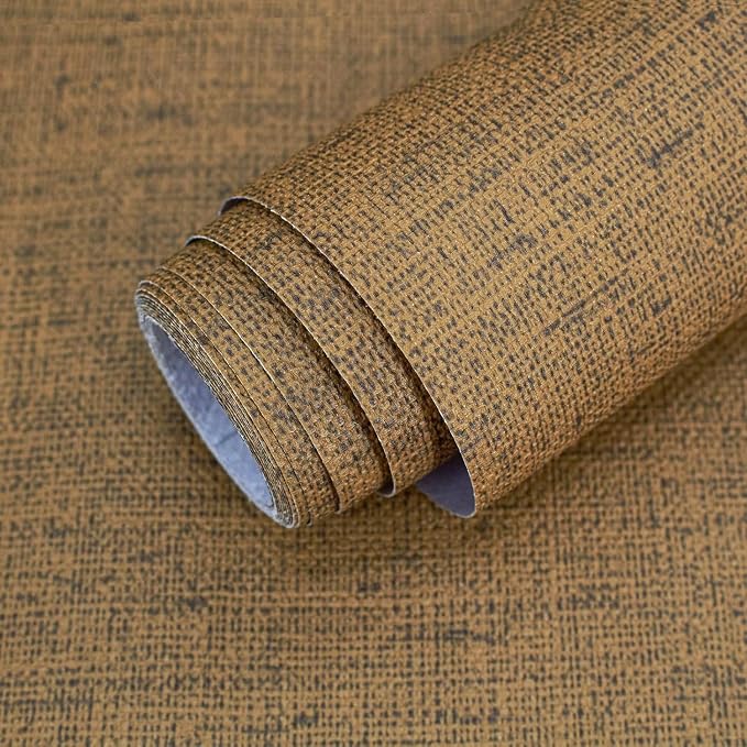 15.75"x590.6" Brown Wallpaper Peel and Stick Removable Grasscloth Textured Wall by MANONIRIA