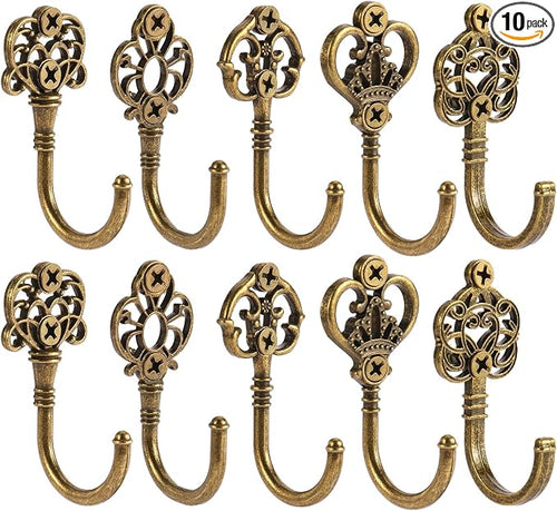 10 PCS Vintage Metal Wall Hooks, Bohemian Decorative Hook by XHIPY