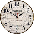 14 Inch Retro Vintage French Country Style Round Wooden Wall Clock Silent by Toudorp