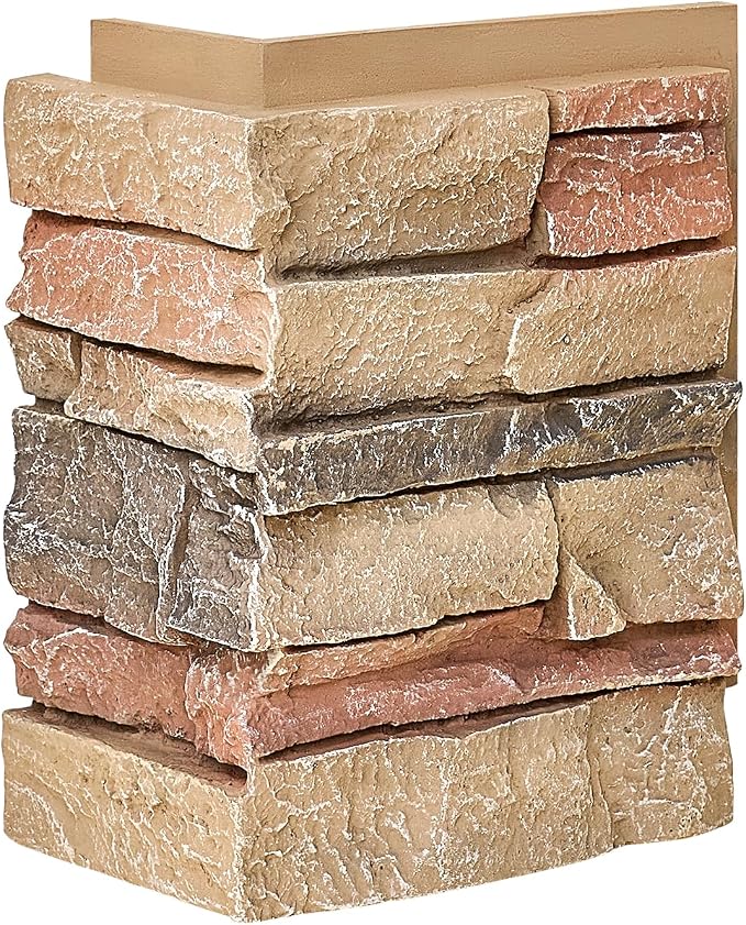 1.77 Inch Deep 3D Faux Stone Corner Panels Matching 6 Piece Set - Image 2