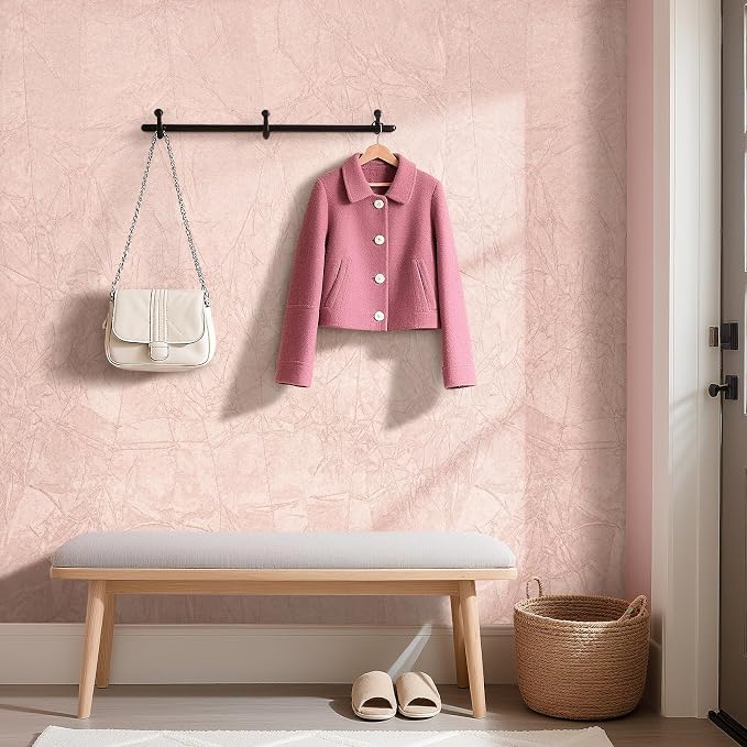 Pastel Pink Wallpaper Peel and Stick Velvet Wallpaper Pink Contact Paper Self - Image 4