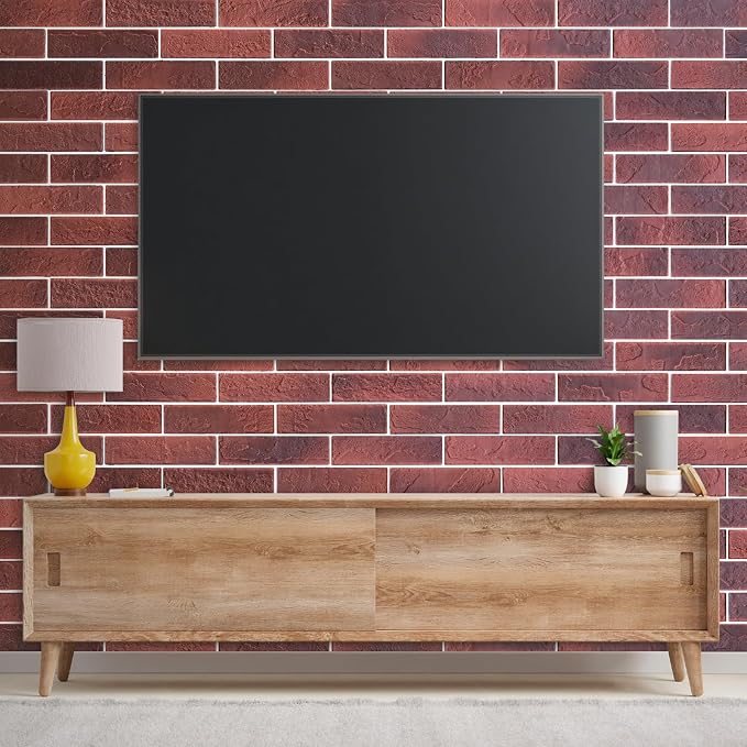 100 Vintage Red Faux Brick Wall Tiles, 3D Thin Brick Veneers - Image 6