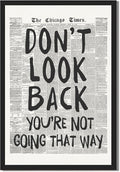 Framed Retro Newspaper Wall Art Trendy Black and White Poster Dont Look Back by Unknown