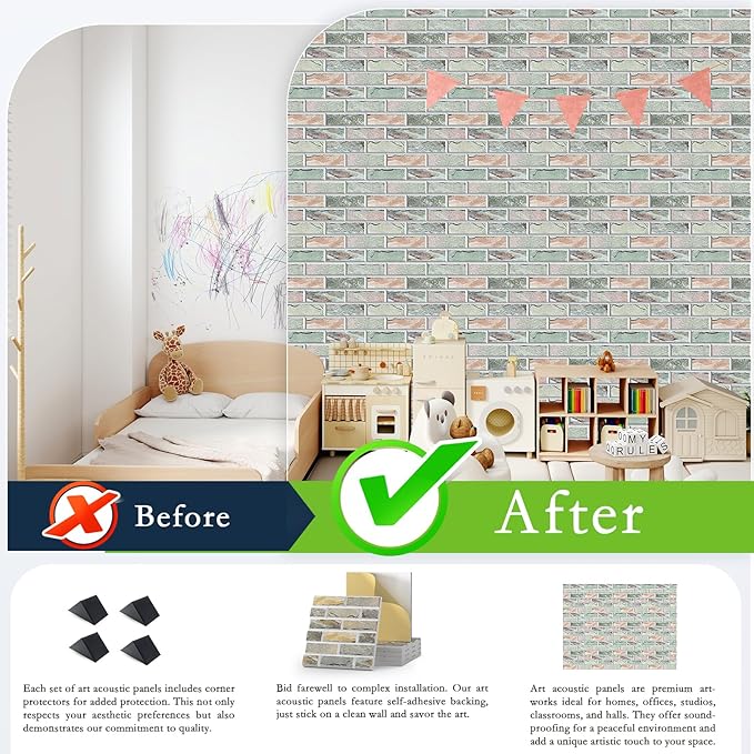12Pack Acoustic Panels, Decorative Sound Dampening Wall Panels - Image 5