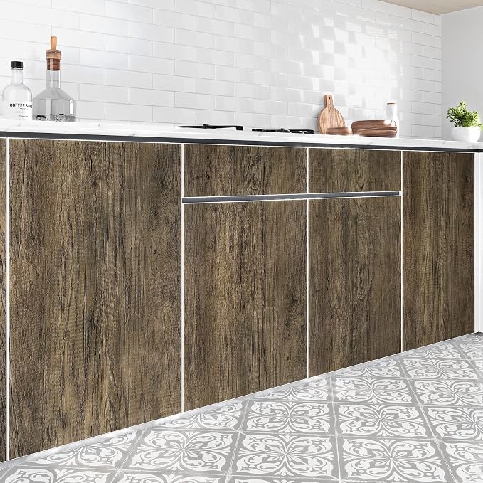 WESTICK Brown Wood Peel and Stick Countertop Wallpaper Waterproof Wood Contact - Image 4