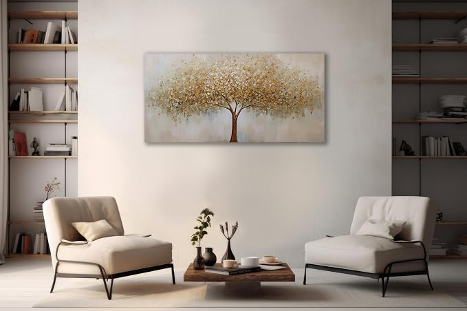 VHMING Abstract Wall Art Gold Tree of Life Artwork Canvas Painting Textured - Image 5