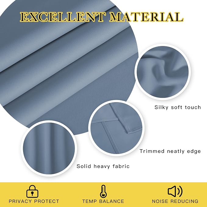 NICETOWN Stone Blue Blackout Doorway Curtain 80 inches Long - Image 5
