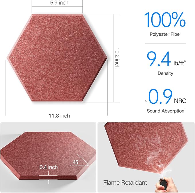12 Pack Self-Adhesive Acoustic Panels 12" X 10" X 0.4" - Image 3