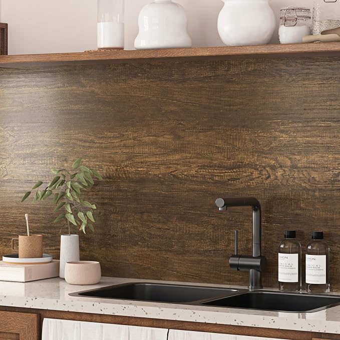 WESTICK Brown Wood Contact Paper Peel and Stick Wallpaper Vintage Wood Grain - Image 4
